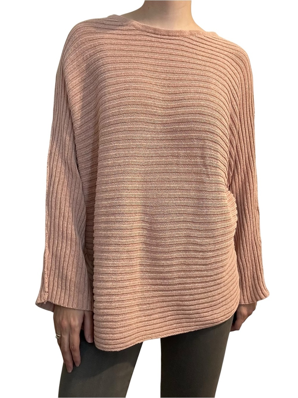 Free People Beach Sweater Ribbed Knit Pink Oversized Slouchy Boho Size Small - Picture 2 of 9